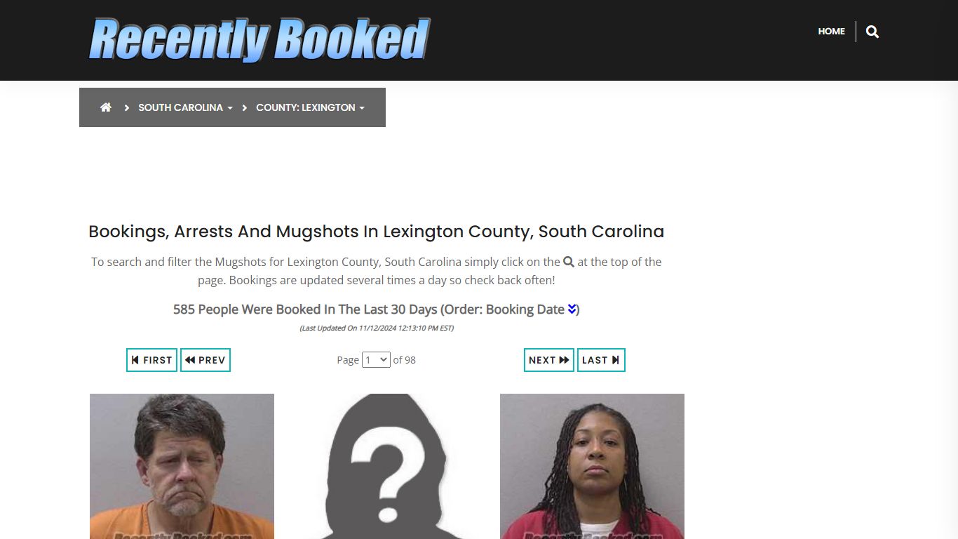 Bookings, Arrests and Mugshots in Lexington County, South Carolina